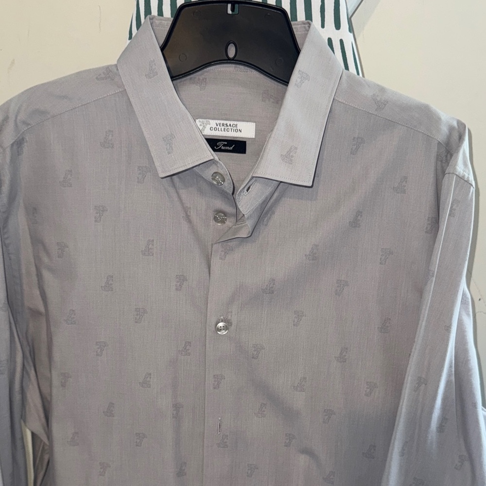 Versace Collection Men's Light Gray Button Down Shirt